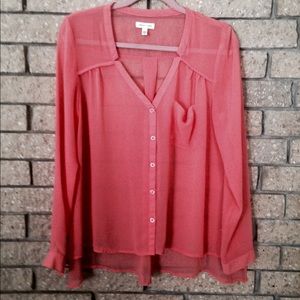 Silence&Noise Coral sheer blouse